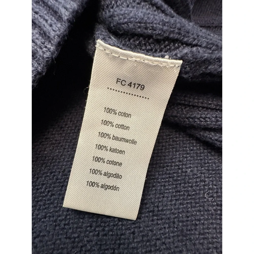 Lacoste Sweater Mens 8/3XL Blue Cotton 1/4 Zip Mock Neck Logo Knit Pullover
